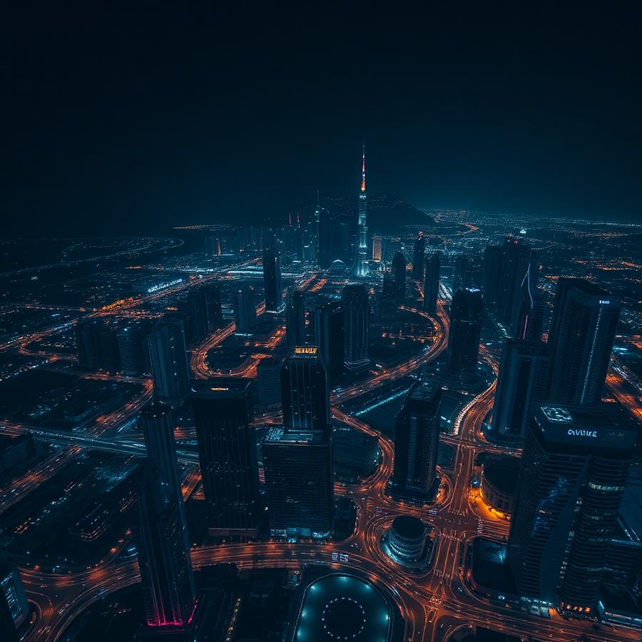 Dubai skyline at night